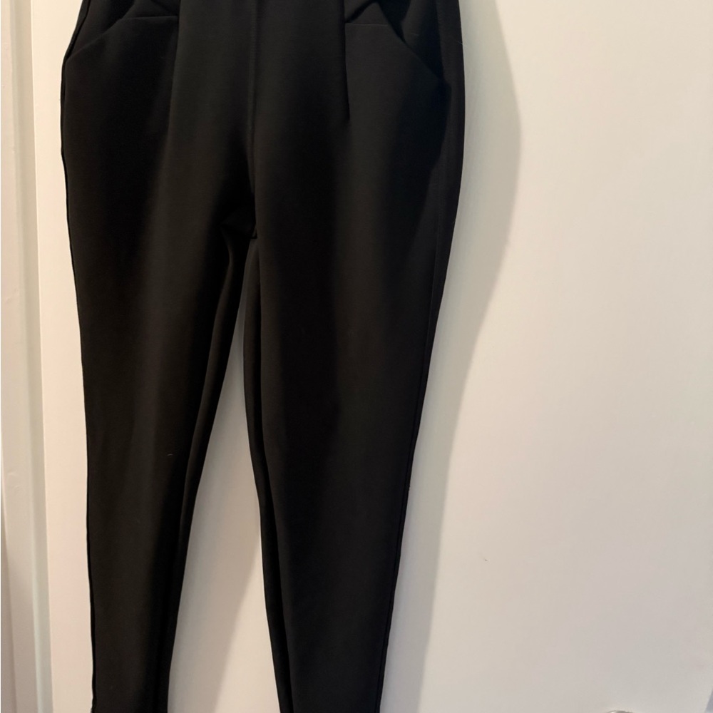Black Women's Ponte Knit Tapered Pants